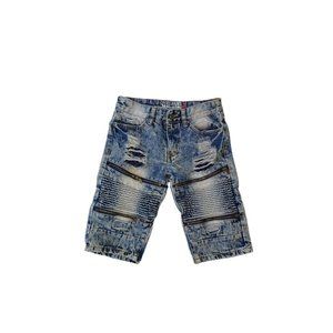 Distressed, Ripped, Zipper Jean Shorts, Size 12